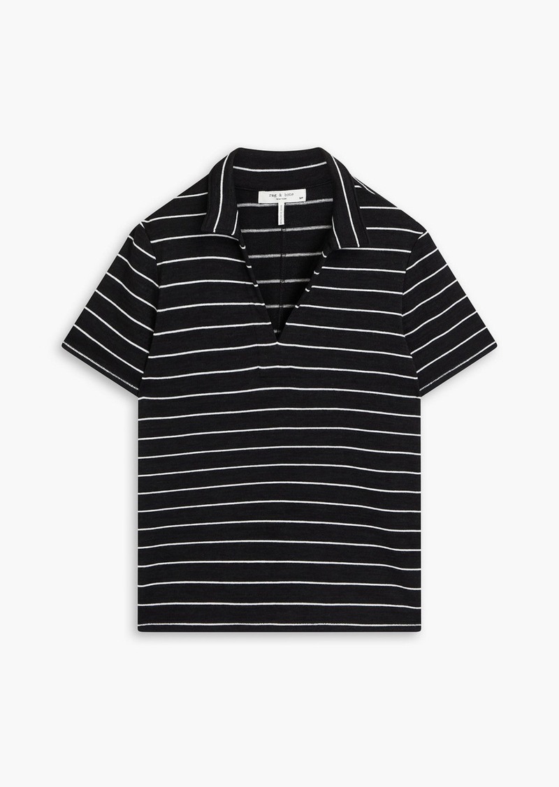 rag & bone - Striped jersey polo shirt - Black - XS
