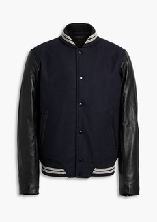 rag & bone - Varsity leather-paneled wool-blend felt jacket - Blue - S