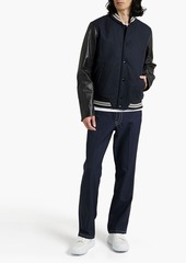 rag & bone - Varsity leather-paneled wool-blend felt jacket - Blue - S