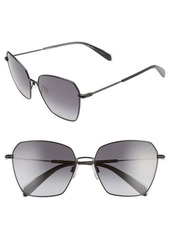 rag & bone 58mm Irregular Sunglasses in Black/Dark Grey at Nordstrom