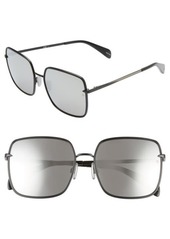 rag & bone 58mm Square Sunglasses in Black/Silver Mirror at Nordstrom