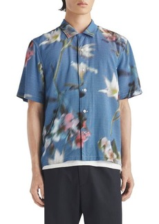 rag & bone Avery Blurred Floral Print Short Sleeve Button-Up Shirt