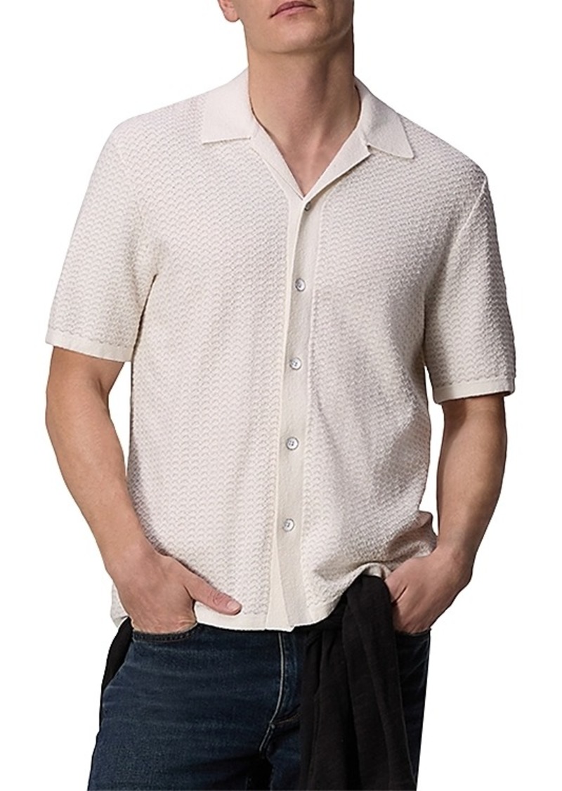 Rag & Bone Avery Cotton Blend Zuma Toweling Jacquard Classic Fit Button Down Shirt