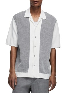 rag & bone Avery Herringbone Short Sleeve Snap Front Camp Shirt