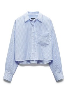 rag & bone Beatrice Stripe Cotton Poplin Crop Button-Up Shirt