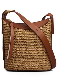 rag & bone Belize Mini Straw & Leather Bucket Bag