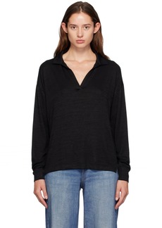 rag & bone Black 'The Knit V-Neck' Polo