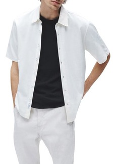 rag & bone Dalton Short Sleeve Cotton Blend Knit Button-Up Shirt