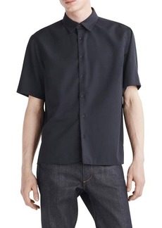 rag & bone Dalton Wool Blend Crepe Short Sleeve Button-Up Shirt