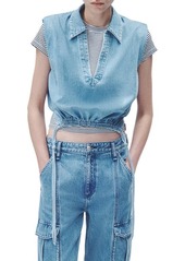 rag & bone Fiona Ultra Featherweight Sleeveless Denim Crop Top