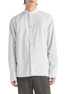 rag & bone Landon Oversize Pinstripe Band Collar Button-Up Shirt