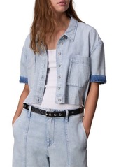 rag & bone Lenna Crop Featherweight Denim Button-Up Shirt