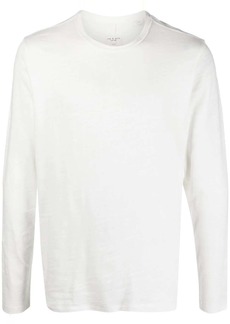 rag & bone Men's White Knit Long Sleeve Cotton T-Shirt Pullover