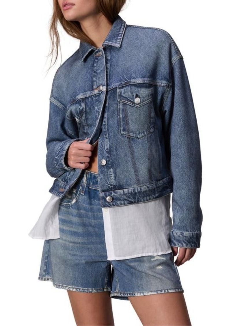 rag & bone Miramar Printed Denim Cotton Terry Trucker Jacket