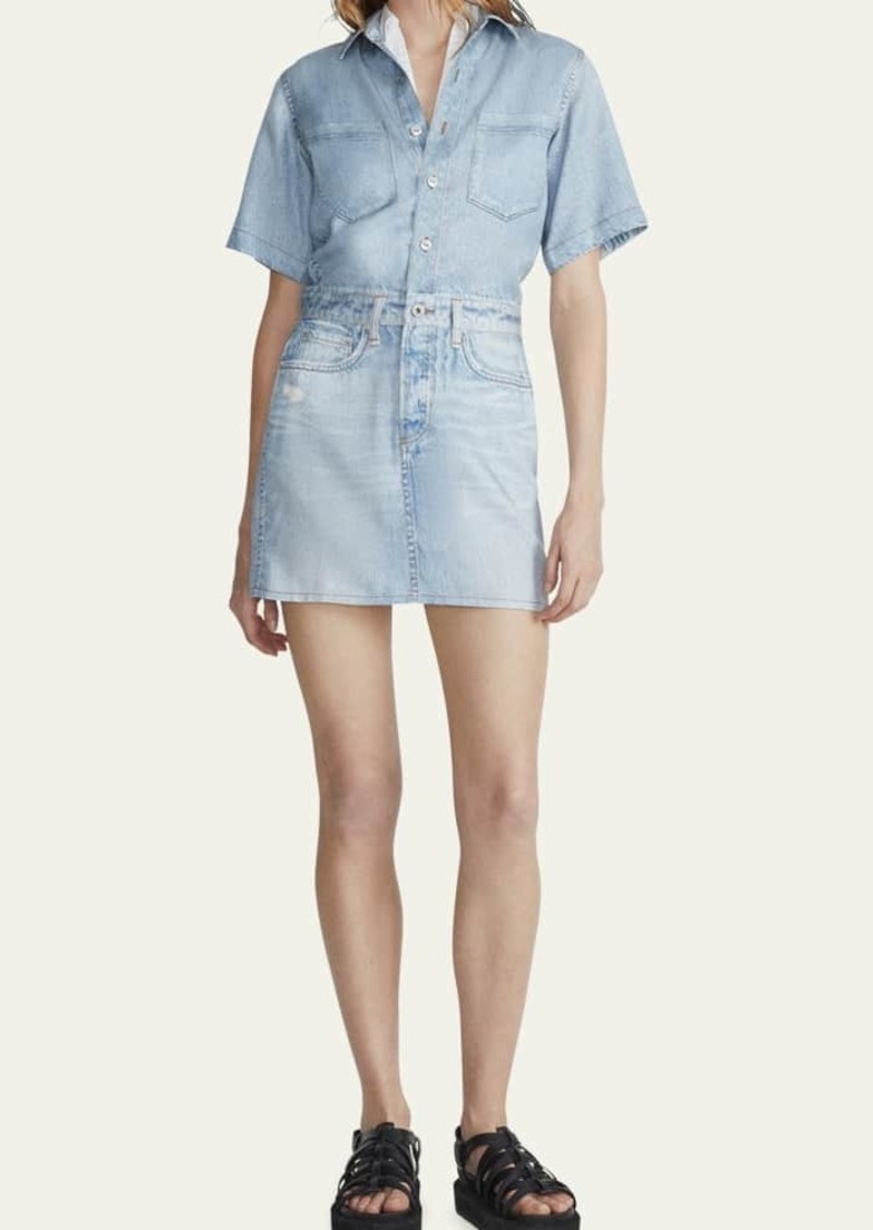 Rag & Bone Miramar Short-Sleeve Mini Shirtdress