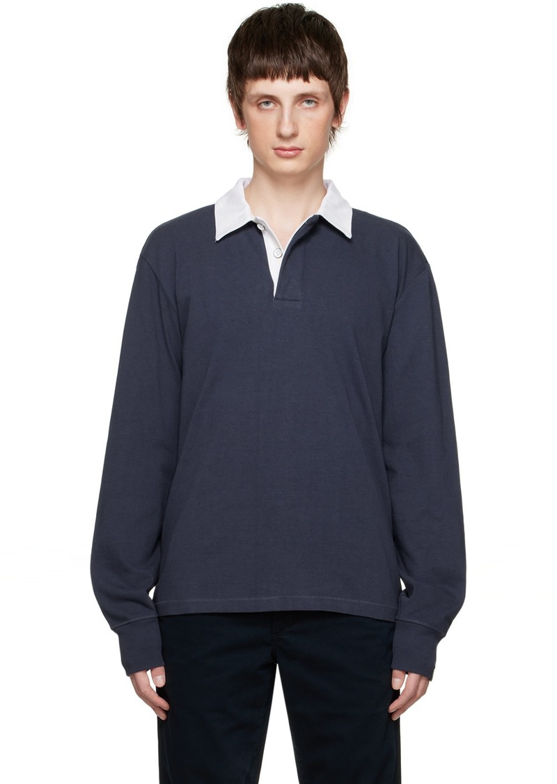 rag & bone Navy Garment-Dyed Polo