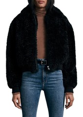 rag & bone Nikki Crop Faux Fur Jacket in Black at Nordstrom