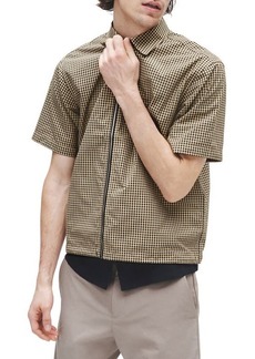 rag & bone Noah Gingham Short Sleeve Nylon Zip-Up Shirt