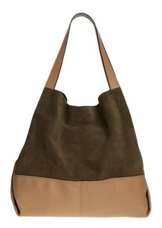 rag & bone Passenger Oversize Suede & Leather Tote in Olive Night Suede at Nordstrom