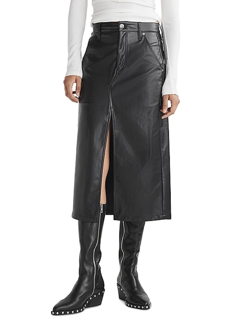 rag & bone Sid Faux Leather Midi Skirt
