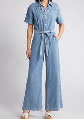 rag & bone Sofie Belted Wide Leg Denim Jumpsuit