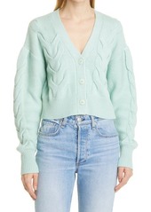 rag & bone Taylor Cable Knit Cotton Blend Cardigan in Mint at Nordstrom