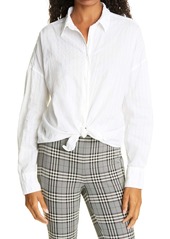 rag & bone Textured Stripe Tie Front Cotton Button-Up Shirt