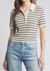 rag & bone Viola Stripe Cotton Blend Polo Sweater