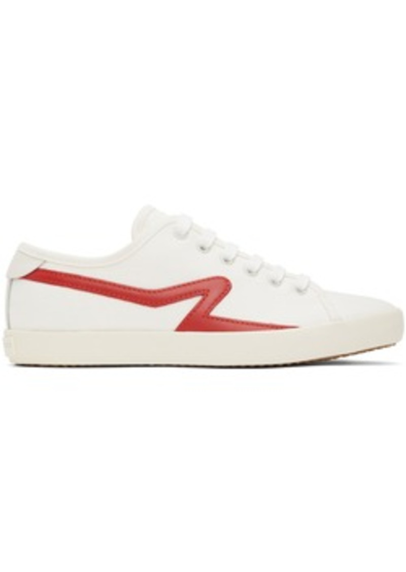 rag & bone White & Red Court Low Top Sneakers