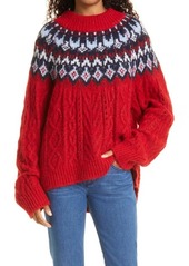 rag & bone Willow Fair Isle Merino Wool Blend Sweater in Red Multi at Nordstrom