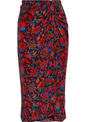 rag & bone - Amber twist-front floral-print silk crepe de chine midi skirt - Red - US 14
