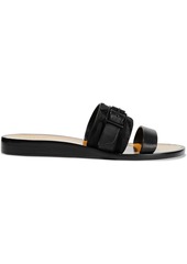 Rag & Bone Woman Arley Buckled Calf Hair-trimmed Suede And Leather Slides Black