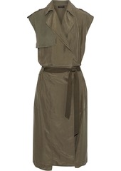 Rag & Bone Woman Bailee Wrap-effect Twill-paneled Washed-silk Dress Army Green