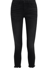 Rag & Bone Woman Cate Cropped Distressed Mid-rise Skinny Jeans Black