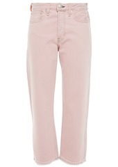 Rag & Bone Woman Cropped Distressed High-rise Straight-leg Jeans Baby Pink