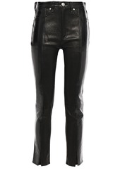 Rag & Bone Woman Evelyn Cropped Smooth And Crinkled Patent-leather Skinny Pants Black