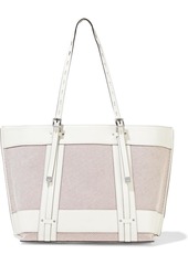 Rag & Bone Woman Field Leather-trimmed Striped Cotton-canvas Tote Ivory