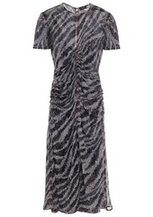Rag & Bone Woman Maris Ruched Zebra-print Silk-georgette Midi Dress Black