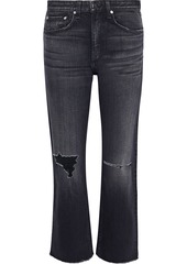 Rag & Bone Woman Maya Cropped Distressed High-rise Straight-leg Jeans Charcoal