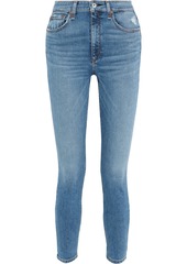 Rag & Bone Woman Nina Cropped Distressed High-rise Skinny Jeans Mid Denim