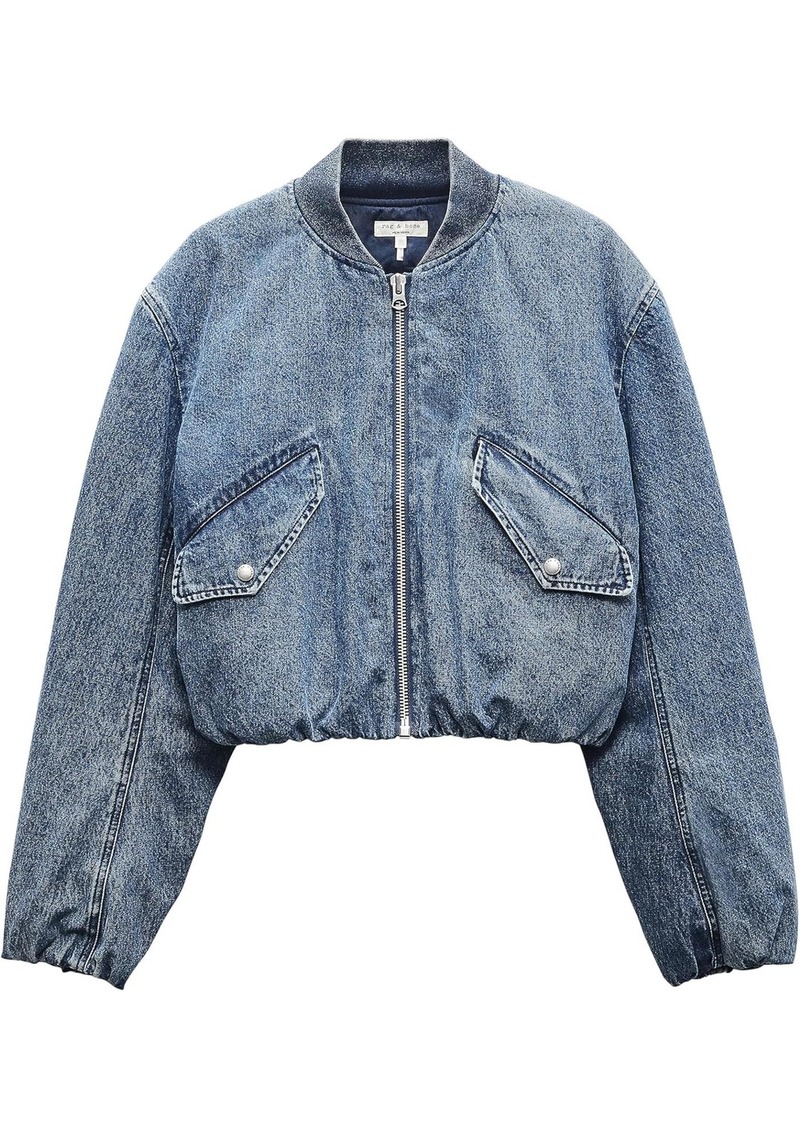 rag & bone Women's Maggie Cropped Denim Bomber Jacket, Amara