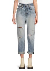 rag & bone Rosa Mid Rise Distressed Cropped Boyfriend Jeans