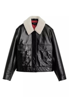rag & bone Shearling-Collar Leather Jacket