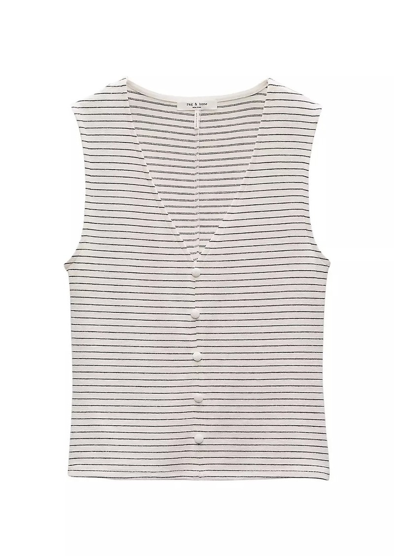 rag & bone Striped Buttoned Knit Tank