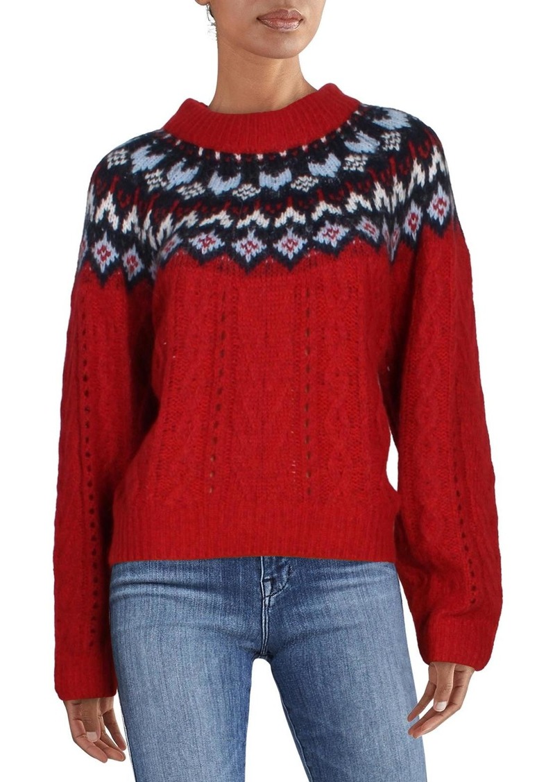 rag & bone Willow Fairisle Womens Wool Blend Printed Pullover Sweater