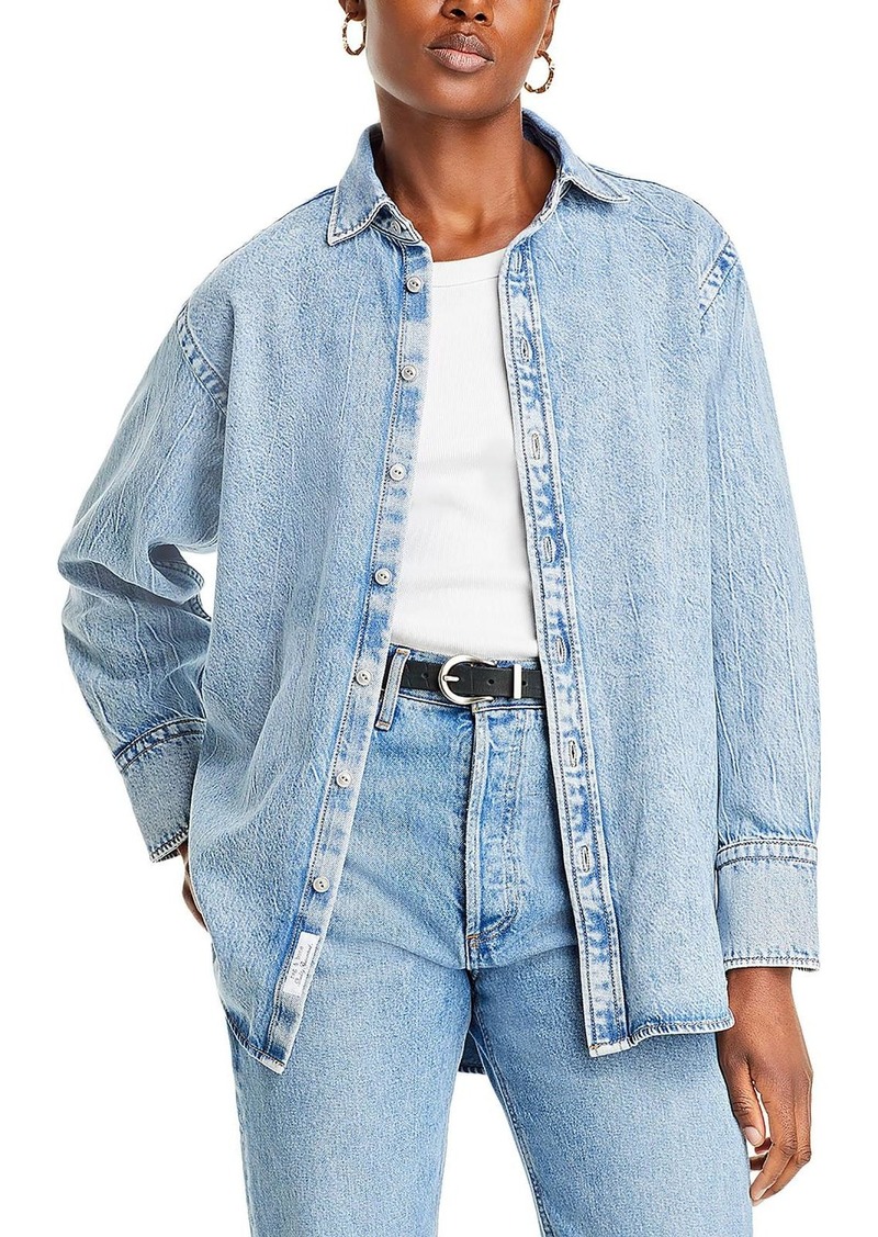 rag & bone Womens Collar Button Up Denim Jacket