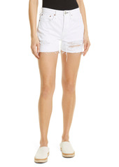 rag & bone Maya Ripped High Waist Raw Hem Cutoff Denim Shorts in Summer White at Nordstrom