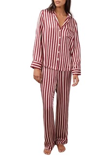Rails Alba Silky Pajama Set In Blush/wine Stripe
