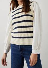 Rails Bambi Sweater Vest W/ Contrasting Sleeves In Ivory Navy Stripe