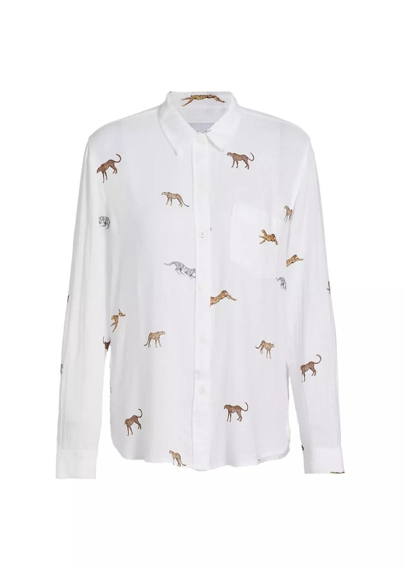 Rails Charli Sarafi Cheetah Linen-Blend Shirt